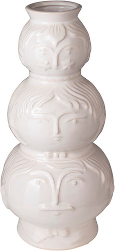 Gusta Vase Dekoration weiß mit 3 Gesichtern Keramik 13,8 x 29,8 cm-3