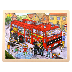 BigJigs Holzpuzzle Feuerwehr - 24 Teile Lernspielzeug