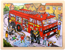 Bigjigs Holzpuzzle Feuerwehr - 24-teilig