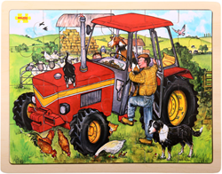 Bigjigs Holzpuzzle Traktor - 24 Teile