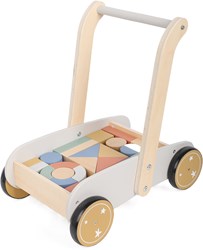 Atan Holz Bauklötze Lauflernwagen - Aktivitätsspielzeug für Kleinkinder