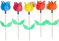 Toi-Toys Holz Windmühle Tulpe bunt Garten Spielzeug Dekoration