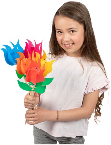 Toi-Toys Holz Windmühle Tulpe bunt Garten Spielzeug Dekoration-2