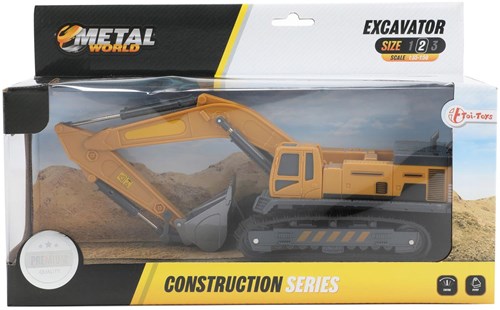 Toi-Toys Baufahrzeug Bagger mit Raupen 1:55 Metall Spielzeug