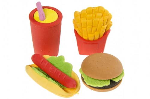 Gummis Fastfood Set 4-teilig - bunte Schulaccessoires-2
