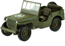 Welly Jeep Willys MB Modellauto - Armee Spielzeugauto mit Rückziehmotor