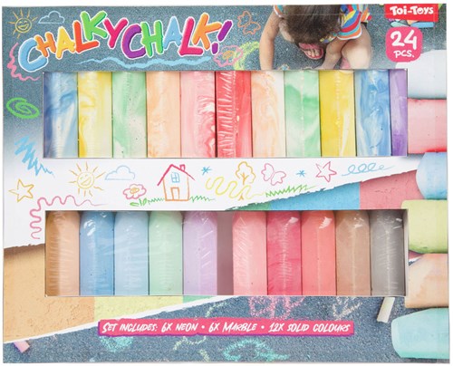 Toi-Toys Straßenkreide Set 24 Stück - bunte Kreide für draußen