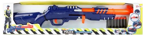 Toi-Toys Polizei Spielzeuggewehr mit Schaumstoffpfeilen - blau - 61 cm