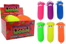 Johntoy Fluffy Wurm Spielzeug mit großen Augen - 28cm Silikon