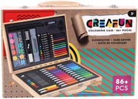 Creafun Malkoffer Holz 86-teilig - kreative Bastelset Kinder
