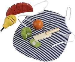 Johntoy Holzspielzeug Schneideobst-Set mit Schürze für Kinder