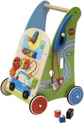 Johntoy Holz Lauflernwagen mit Aktivitäten Garage für Kleinkinder