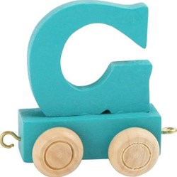 Small Foot - Houten Lettertrein Aquablauw - G - 12 stuks