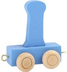 Small Foot - Houten Lettertrein Blauw - I - 12 stuks