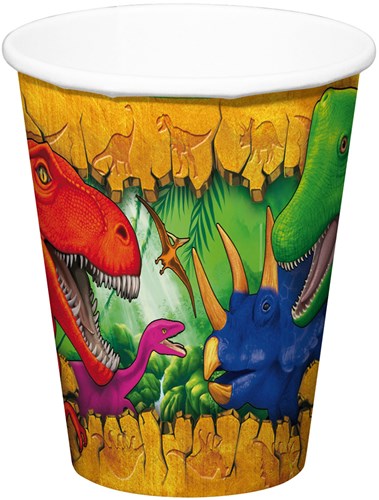 Folat Dino Becher Pappe 250ml 6 Stück Kinderparty