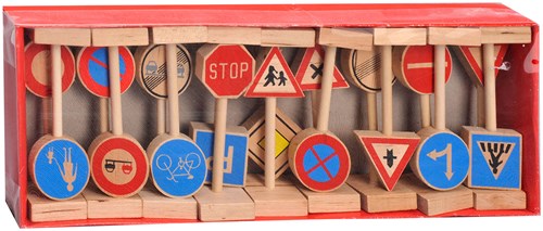 Playwood Holz Verkehrszeichen Spielzeug - 18-teilig - Lernspielzeug