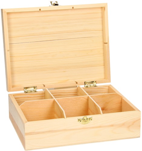 Playwood Holz Teekiste 6-Fächer Bastelset - eigene Teebox gestalten-2