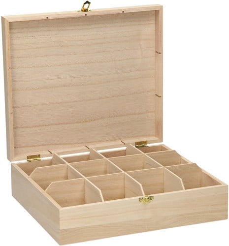 Playwood Teekiste Holz Bastelbox 12 Fächer Dekoration