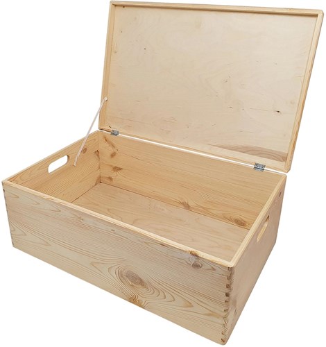 Playwood Holz Aufbewahrungskiste Spielzeug mit Klappdeckel und Griffen-2