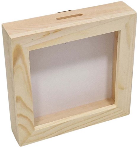 Playwood Holz Spardose Plexiglas weiß klein - Geld sparen Spielzeug
