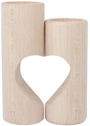 Playwood Holz Teelichthalter Herz Dekoration 2er Set Natur