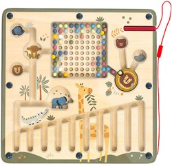 Playwood Holz Magnetlabyrinth Safari Montessori Spielzeug 28x28cm