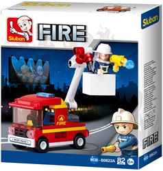 Sluban Feuerwehr Bauset kleine Drehleiter mit Spielfigur rot