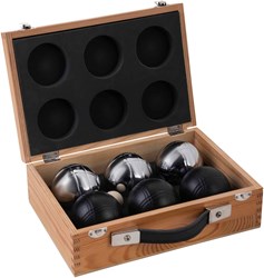Jeu de Boules Set Metallkugeln Luxus Holzkiste Outdoor Spiel
