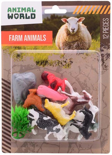 Johntoy Bauernhof Tiere Spielset - Animal World 12-teiliges Spielzeug