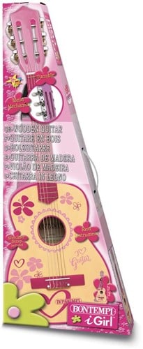 BONTEMPI WOODEN GUITAR 75 CM I GIRL WITH SHOULDER STRAP-3