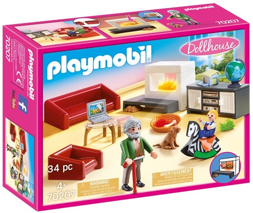 PLAYMOBIL Dollhouse 70207 Gemütliches Wohnzimmer, mit Lichteffekt, ab 4 Jahren