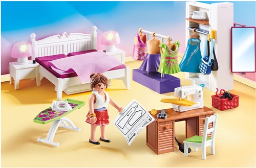 Playmobil Dollhouse Schlafzimmer Spielset mit Mode-Design-Ecke - 70208-2