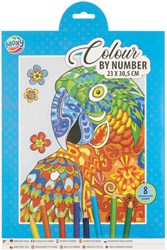 Kleuren op nummer Malset Tiere 23x30,5cm mit 8 Farbstiften
