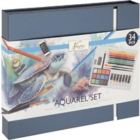 Aquarell art set Malen 34-teilig in Luxus Aufbewahrungsbox Geschenk