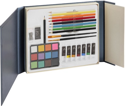 Aquarell art set Malen 34-teilig in Luxus Aufbewahrungsbox Geschenk-2