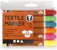 Creativ Company Textilstifte Neonfarben 2-4 mm 6 Stück permanent-2