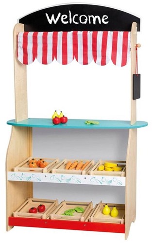 Jouéco Holzspielzeug Theater und Laden mit Zubehör - 2 in 1 Rollenspiel-2