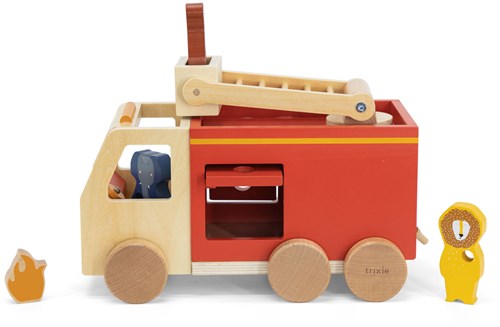 Trixie Holz-Feuerwehrauto - nachhaltiges FSC Spielzeugauto mit Leiter-3