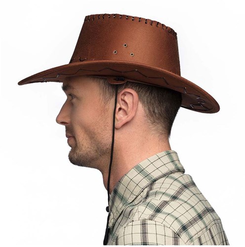 Boland Cowboyhut braun Lederoptik - Western Accessoire Erwachsene-3