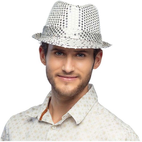 Boland Hut Popstar Pailletten silber - Disco Partyhut Erwachsene-3