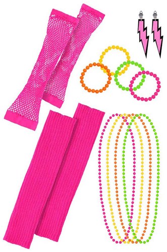 Boland 80's Neon Accessoire-Set für Erwachsene - Hippie Disco Kostüm-2