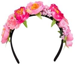 Boland diadem lotus rosa - Blumen Tiara Accessoire Festival