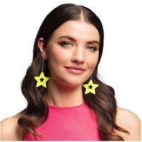 Boland Ohrringe neon gelb Stern Accessoire Retro Damen-2
