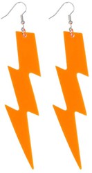 Boland Ohrringe neonorange Blitz - Retro Schmuck 80er 90er Party