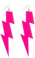 Boland Ohrringe neonrosa Blitz - Disco Accessoire Damen 80er Party