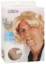 Boland Perücke - blonde Herrenperücke mit Schnurrbart - Retro Accessoire