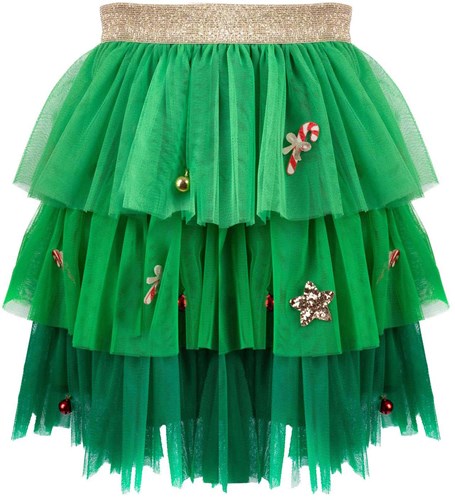 Great Pretenders Weihnachts-Tutu grün - festlicher Kinderrock 4-6 Jahre