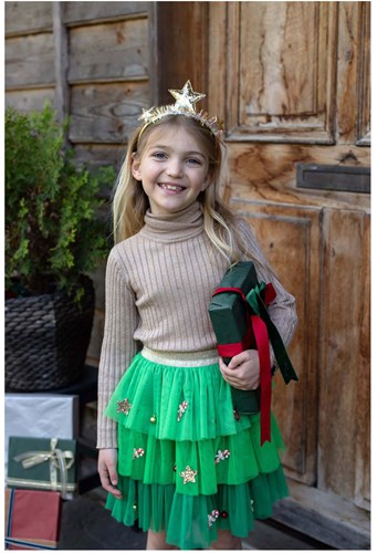 Great Pretenders Weihnachts-Tutu grün - festlicher Kinderrock 4-6 Jahre-2