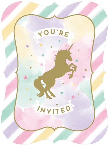 Haza Einladungskarten Unicorn Sparkle - Einhorn Party - 8 Stück