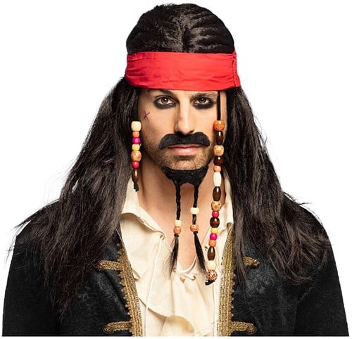Boland Piratenperücke Tobias mit Bandana Schnurrbart Bart - Karneval Zubehör-2